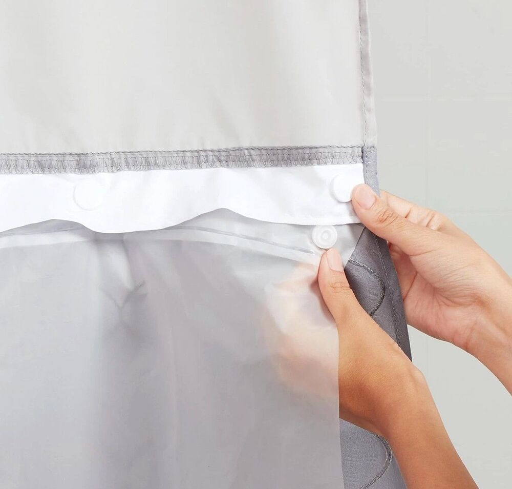 NEW Hookless It'S a Snap! Plastic PEVA Snap In Replacement Shower Curtain Liner - Picture 2 of 12